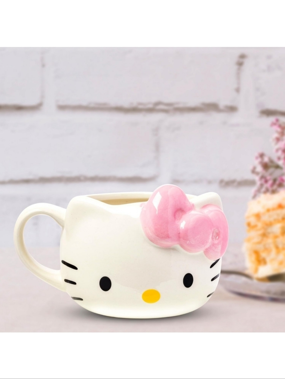 Sanrio Hello Kitty Face Pink Bow Sculpted Ceramic Mug 20oz Capacity • NWT